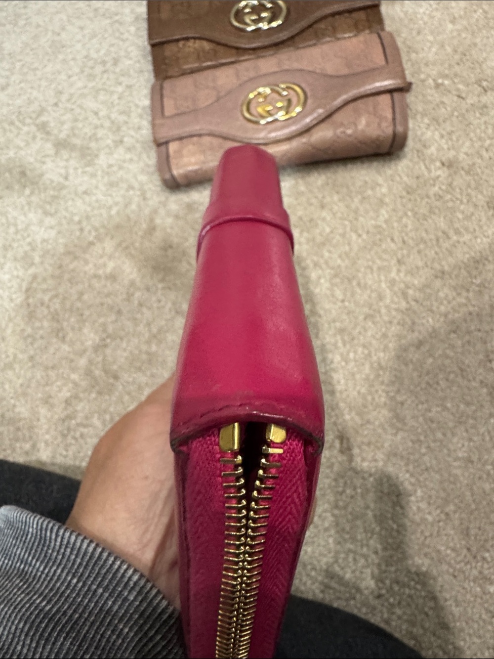 Pick one: Gucci Brown or Dusty Blush Leather Wallets OR Pink YSL Zip wallet - Picture 5 of 16